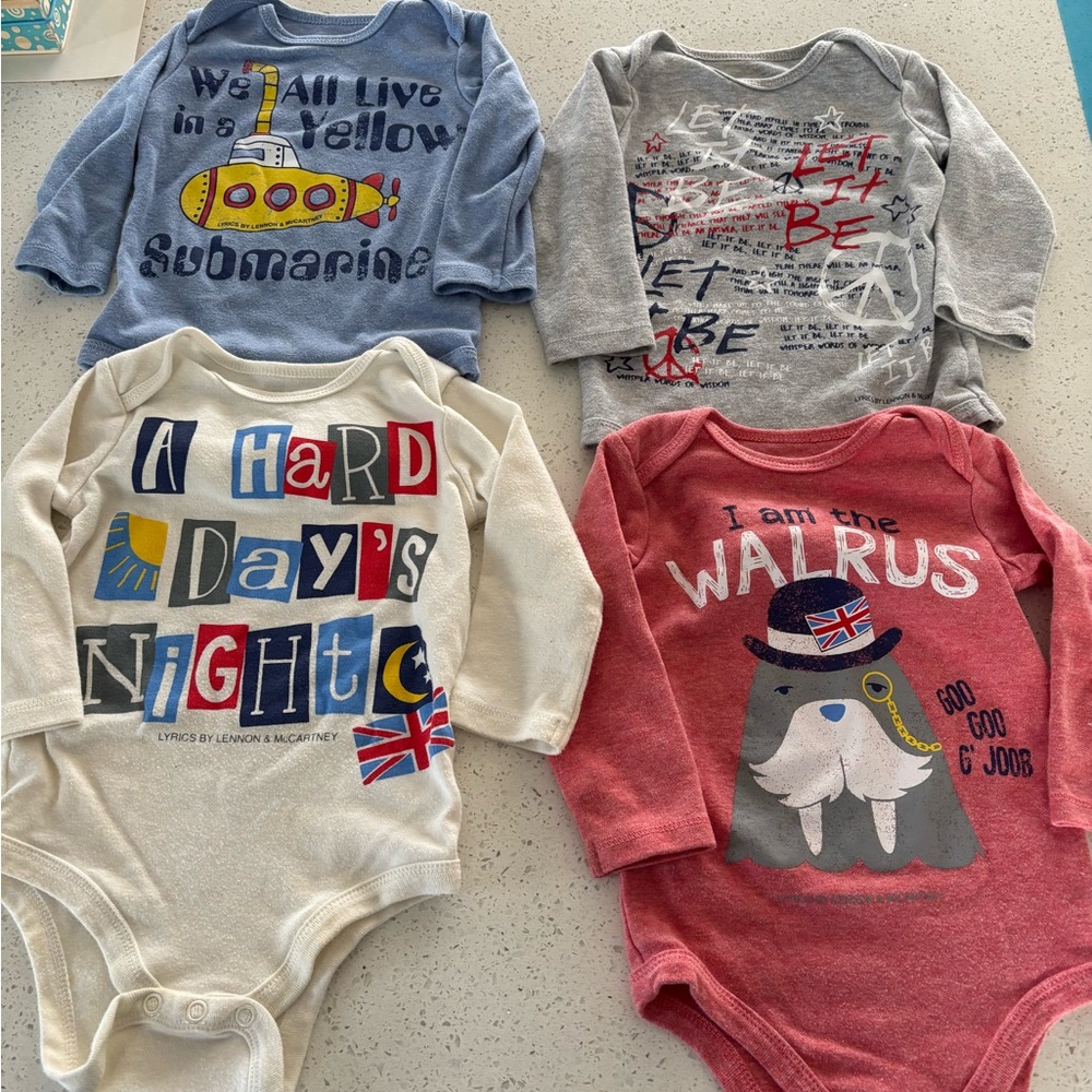 The Beatles Kids One Piece Set - Red, Gray, Cream